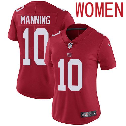 Women New York Giants #10 Eli Manning Nike Red Vapor Limited NFL Jersey